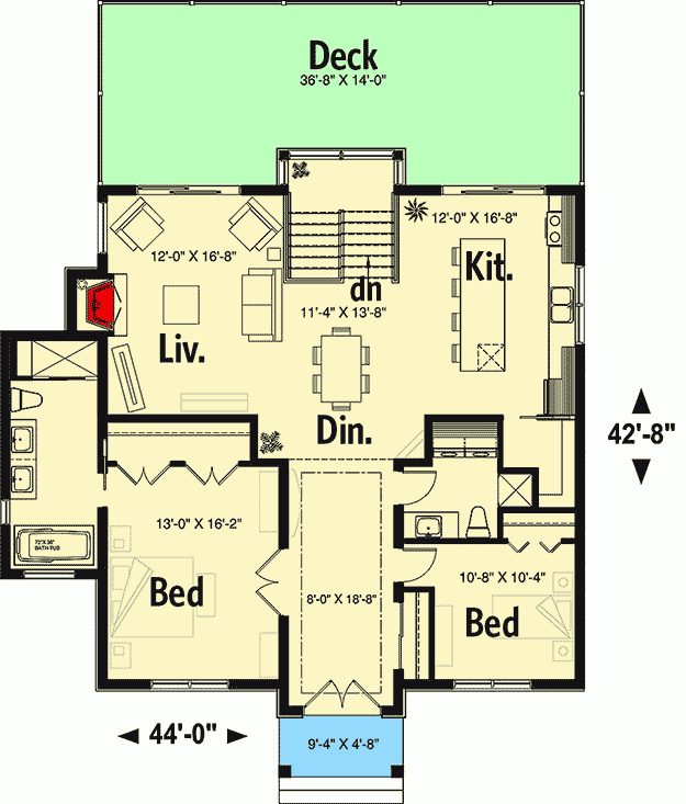 Contemporary Vacation House Plan 22523DR Architectural Designs  - Vacation House Floor Plans Eleven Bedrooms