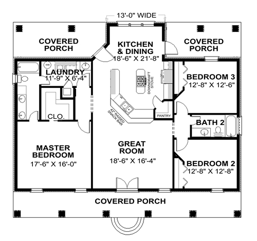 Country House Plan With 3 Bedrooms And 2 5 Baths Plan 7654 - 3 Bedroom Country House Floor Plans