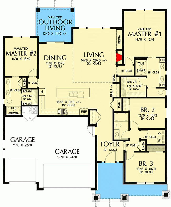 Craftsman Ranch Home Plan With Two Master Suites 69727AM  - Southern House Plans With Two Masters Bedroom On First Floor