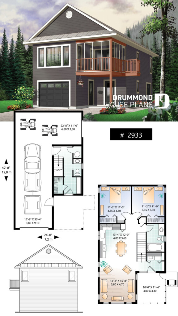 Discover The Plan 2933 The Murphy Which Will Please You For Its 2  - 2 Bedroom House With Garage Floor Plans