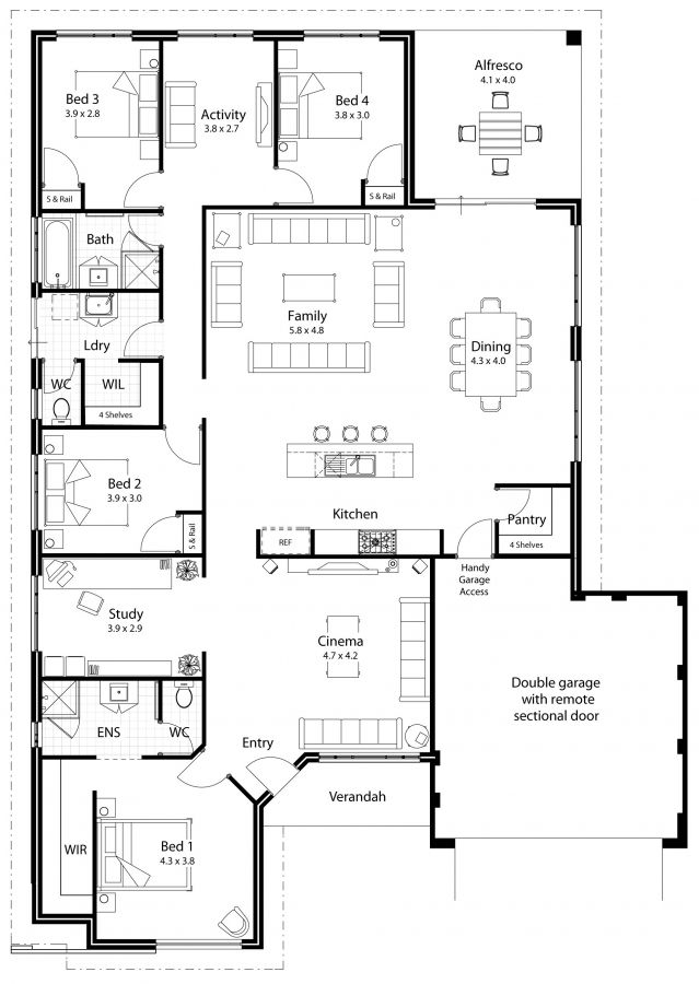 Dream House Plan Separate Wings For Bedrooms Separate Living Area For  - Dream House Floor Plan Bedroom Livingroom Bathroom And Kitchen