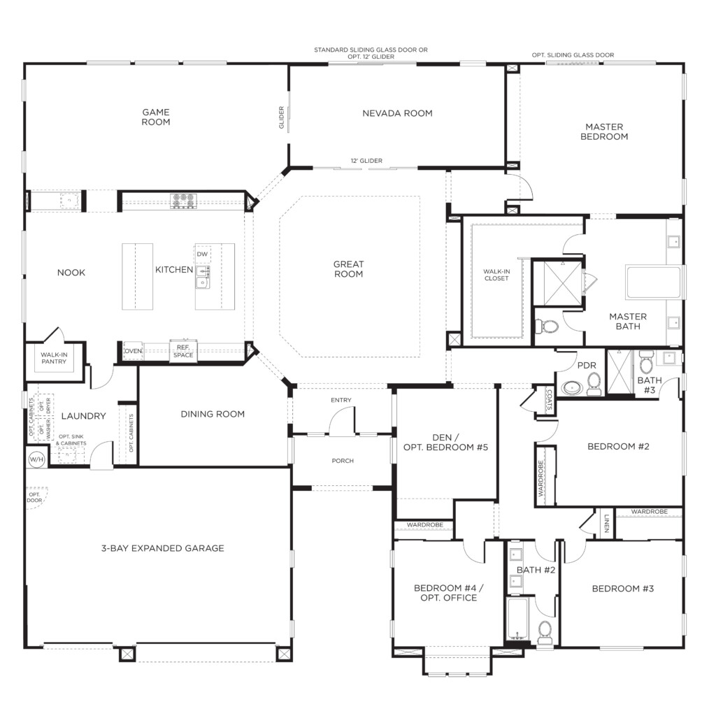 Durango Ranch Model Plan 3BR Las Vegas Single Story House Floor Plans  - 3 Bedroom 1 Story House Floor Plan