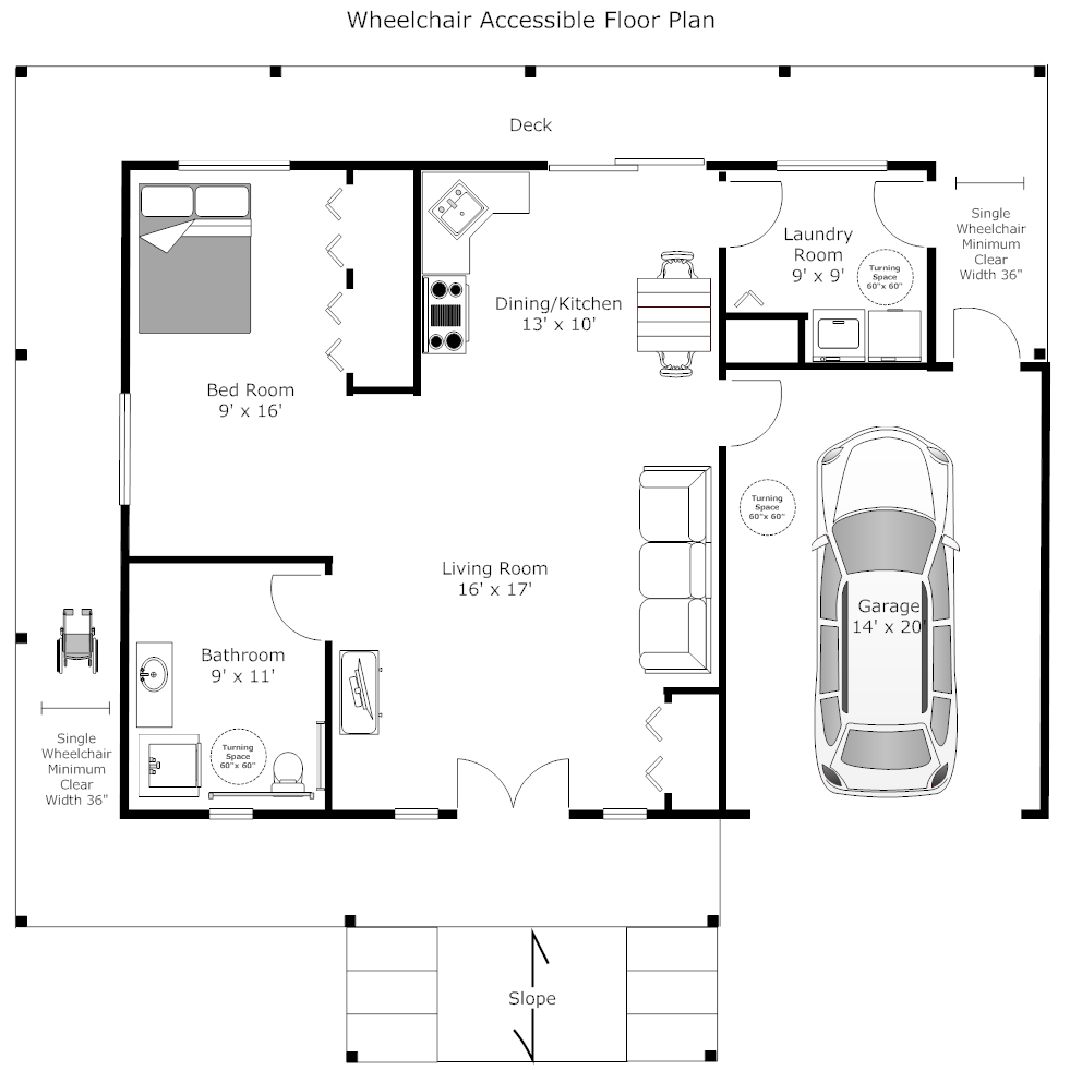 Example Image Wheelchair Accessible Floor Plan Free House Plans Small  - Handicap Assessible Bedroom And Bath Floor Plan 2 Story House