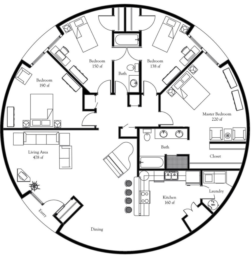 Exploring The Benefits Of Round House Floor Plans House Plans - Round House Plans Floor Plan 4 Bedroom