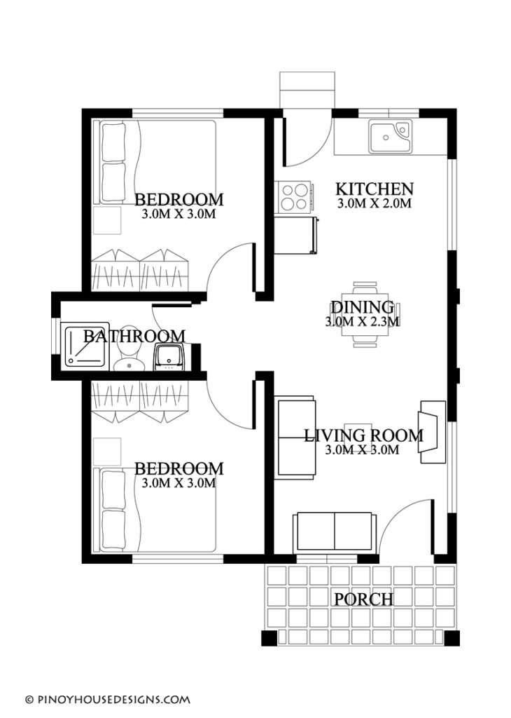 Extremely Gorgeous 2 Bedroom House Plans Pinoy House Designs - 2 Bedroom 1 Floor House Plans