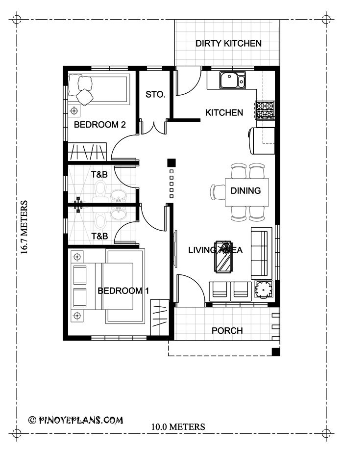 Extremely Gorgeous 2 Bedroom House Plans Pinoy House Designs - 2 Bedroom House Design With Floor Plan