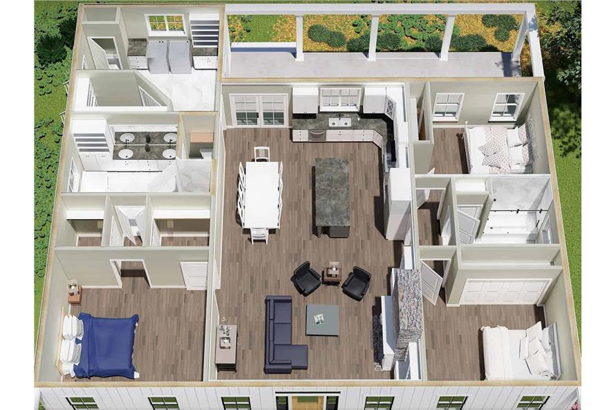 Farmhouse Floor Plan 3 Bedrms 2 Baths 1860 Sq Ft 123 1125 - 3 Bedroom House Ground Floor Plans 3d