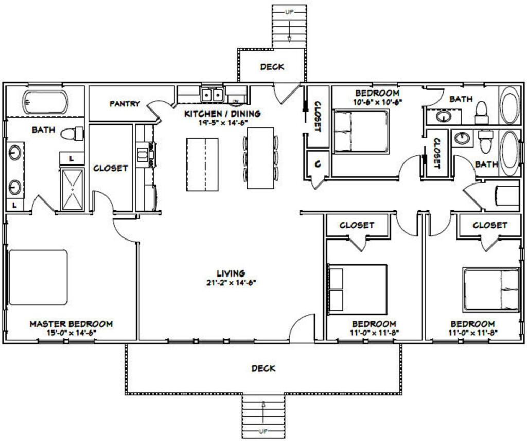 Floor Plan 4 Bedroom 3 Bath Earthium - Ranch House Floor Plans 4 Bedroom 3 Bath