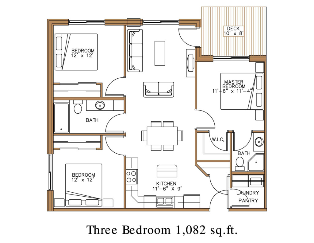 Floor Plan At Northview Apartment Homes In Detroit Lakes Great North  - 3 Bedroom House Floor Plan With Measurements