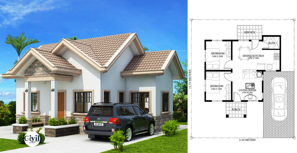 Floor Plan Design Bungalow 2 Bedrooms Floor Roma - Floor Plan For Bungalow House With 2 Bedrooms