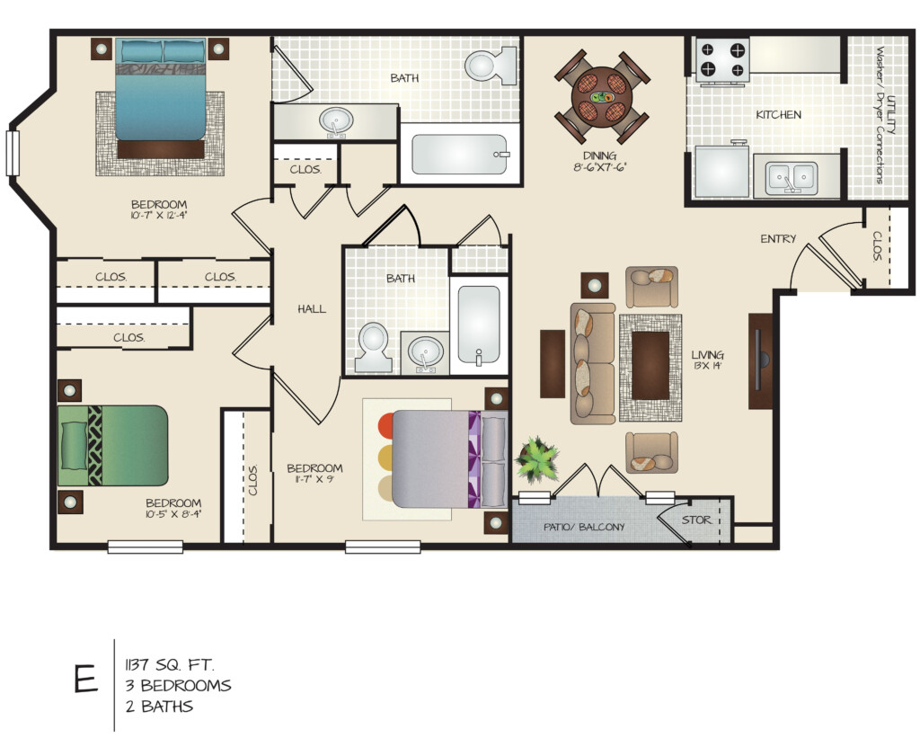 Floor Plan For 3 Bedroom 2 Bath House House Plans - Fllor Plans For 3 Bedrooms Houses Using Max Floor Space