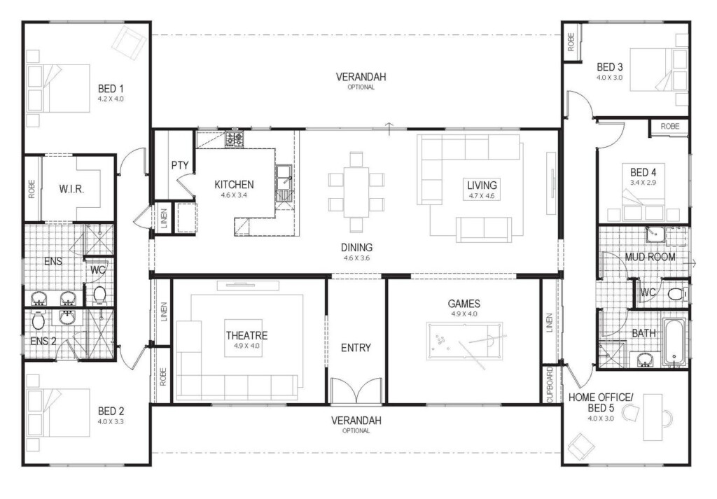 Floor Plan Friday Country Home For All The Family Bedroom Floor  - 4 Bedroom House Plans Open Floor Plan With Rectangularroof Designs