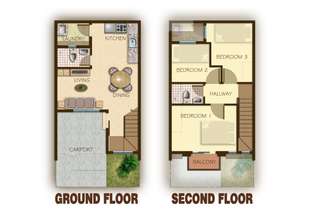 Floor Plan Villa Dulalia Fatima Plans Two Story House Design 2  - 2 Storey 2 Bedroom House Floor Plan