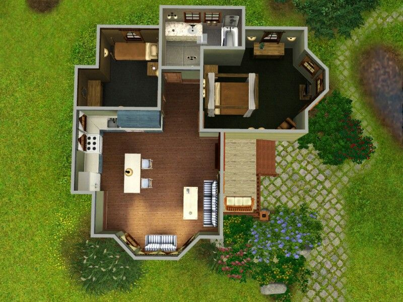 Floor Plan With Images Sims House Design Sims House Sims 4 Houses  - 1 Bedroom House Floor Plan Sims