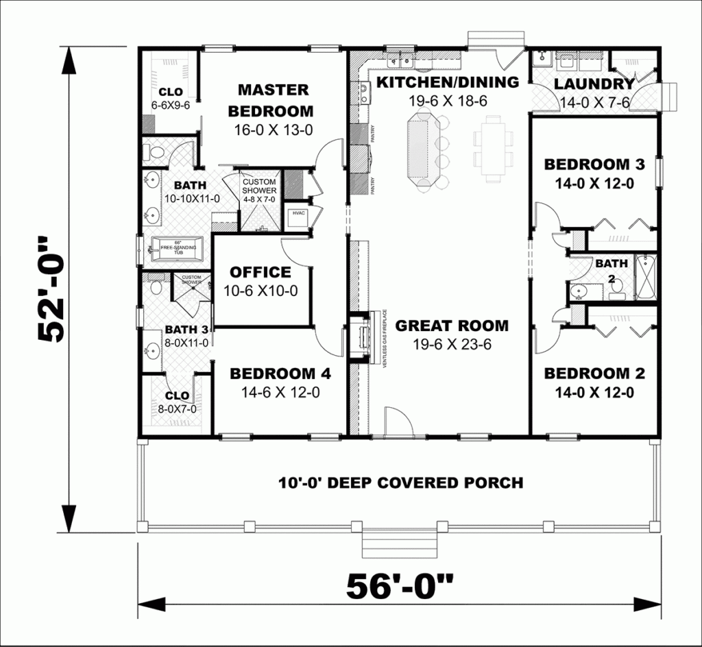 Floor Plans For A 4 Bedroom 3 Bath House Viewfloor co - Floor Plan 4 Bedroom House