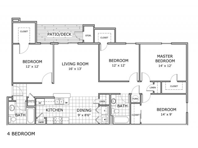 Four Bedroom Apartment Floor Plan Viewfloor co - 4-bedroom-apartment-house-floor-plans