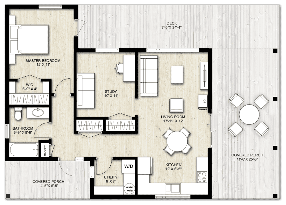 Guest House Plans Designed By Residential Architects - 1 Bedroom Guest House Floor Plans With Garage