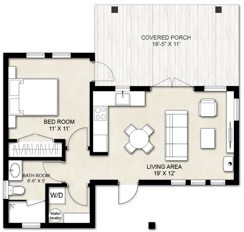 Guest House Plans Designed By Residential Architects - 2 Bedroom Guest House Great Room Floor Plans