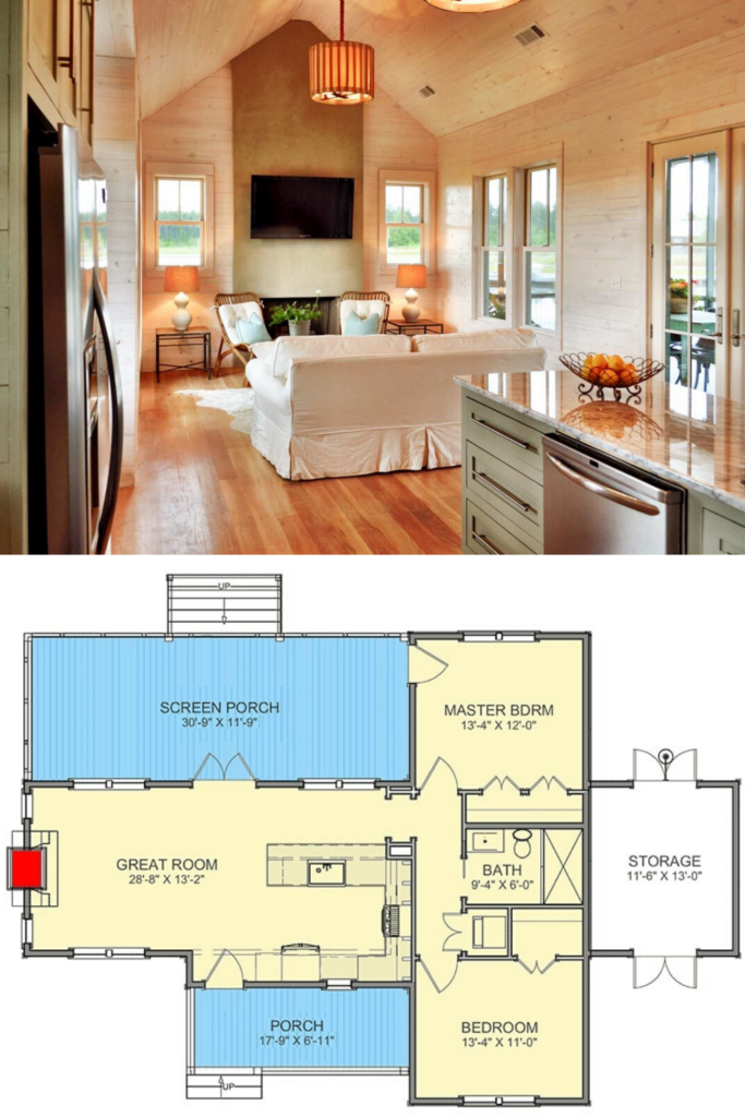 Guest House Plans Small Cottage House Plans 2 Bedroom House Plans  - 2 Bedroom 1 Floor Cottage House Plans