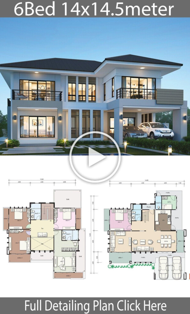 House Design Plan 14x14 5m With 6 Bedrooms Home Design With DC9  - Floor Plans For A 6 Bedroom House