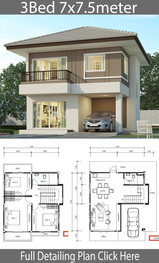 House Design Plan 7x7 5m With 3 Bedrooms Home Design With Plansearch  - Floor Plan Double Storey House 3 Bedrooms