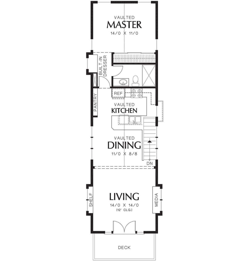 House Plan 2559 00204 Narrow Lot Plan 1 203 Square Feet 2 Bedrooms 2  - Narrow Lot House Plans One Floor Two Bedroom Two-and-a-half Bath