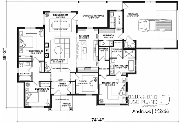 House Plan 4 Bedrooms 2 5 Bathrooms Garage 3268 Drummond House Plans - 4 Bedroom 2.5 Bath House Floor Plans