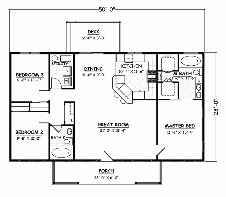 House Plan 40686 Ranch Style With 1400 Sq Ft 3 Bed 2 Bath - 3 Bedrooms Grouped Together Ranch Style House Floor Plans