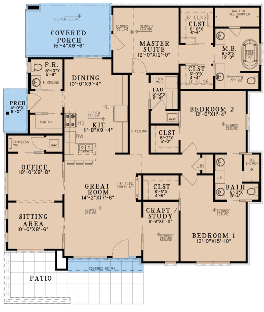 House Plan 5396 Inglewood Place Contemporary Modern House Plan  - Floor Plan 8 Bedroom House One Floor