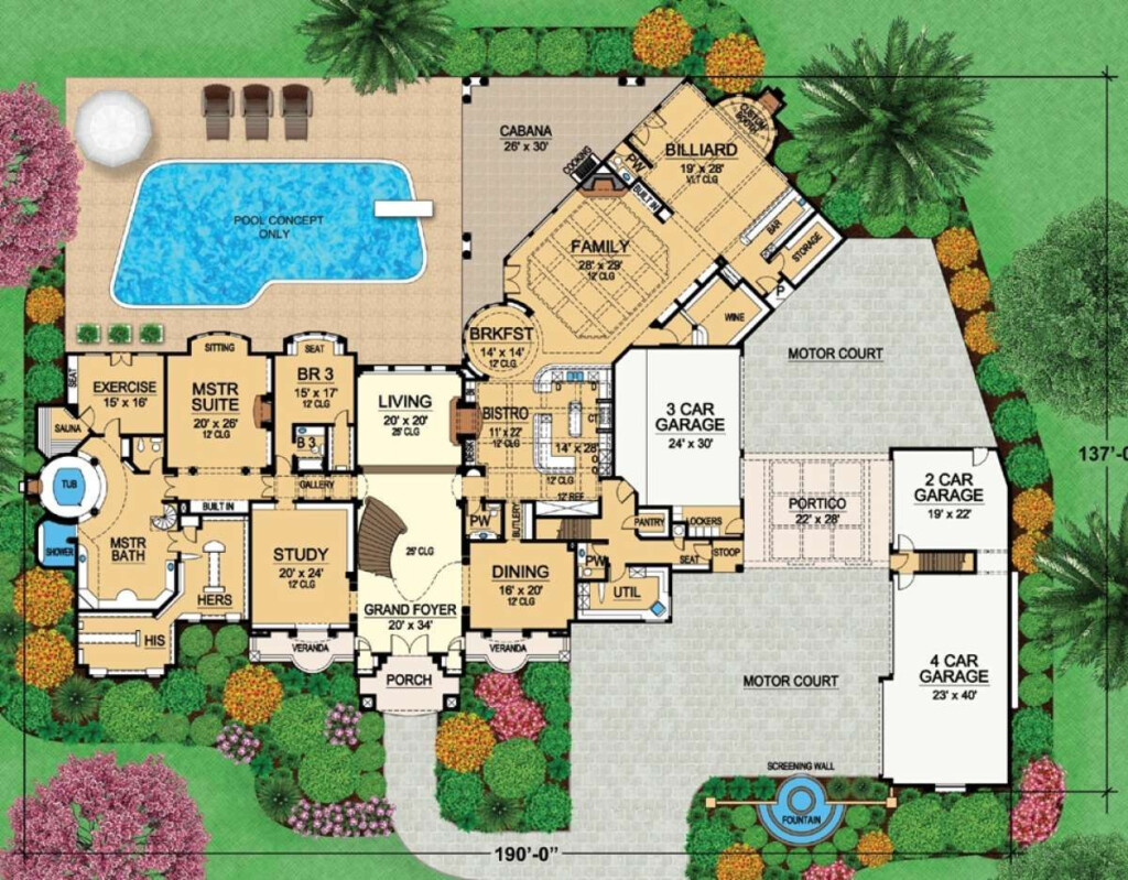 House Plan 5445 00230 Luxury Plan 14 727 Square Feet 8 Bedrooms 10  - 8 Bedroom Floor Plan House