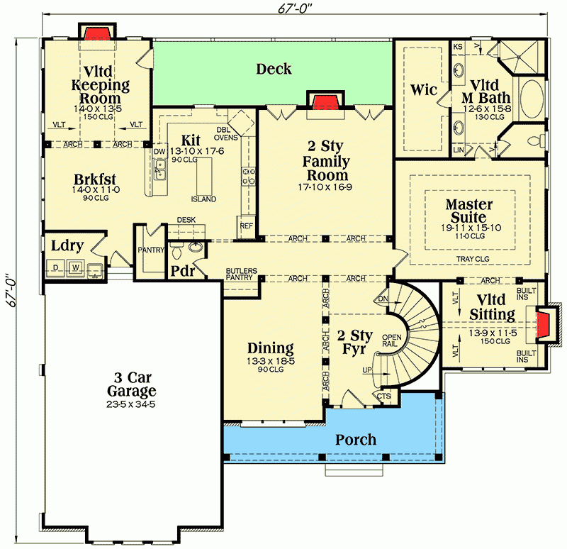 House Plans With A First Floor Master Bedroom House Plans - 38 Foot Wide House Plan With Master Bedroom 1st Floor