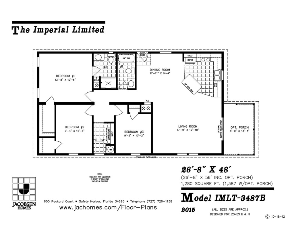 IMLT 3487B Mobile Home Floor Plan Ocala Custom Homes - 3 Bedroom Manufactured House Floor Plans