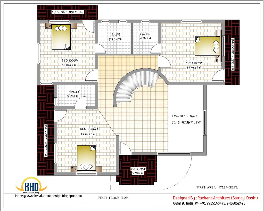 India Home Design With House Plans 3200 Sq Ft Kerala Home Design  - 4 Bedroom House Floor Plans India