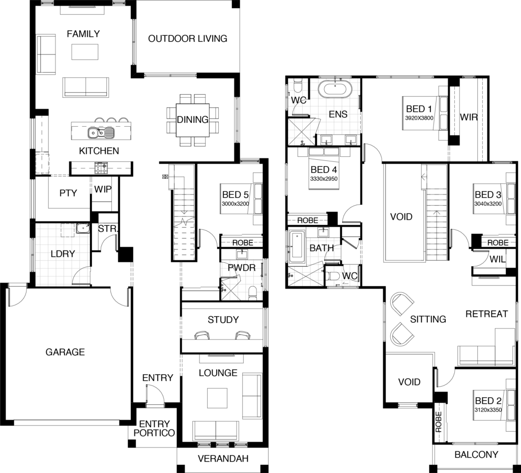 Kensington Collection Floor Plan Two Storey 5 Bedroom Guest Room  - 2 Floor 5 Bedroom House Plan