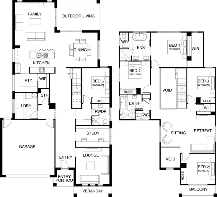 Kensington Collection Floor Plan Two Storey 5 Bedroom Guest Room  - 2 Story 5 Bedroom House Floor Plans