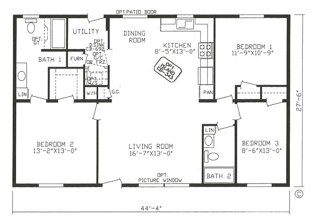 Lovely 3 Bedroom Open Floor House Plans New Home Plans Design - 3 Bedroom 3 Bath Open Concept House Floor Plan