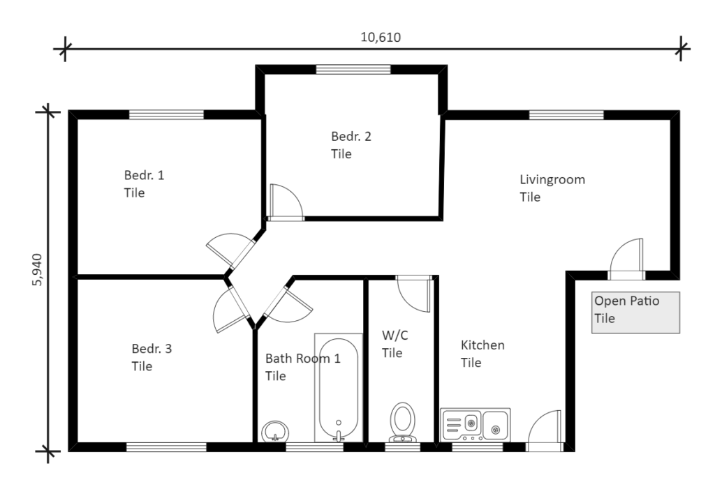 Low Budget Modern 3 Bedroom House Design EdrawMax Template - Low Budget Modern 3 Bedroom House Design Floor Plan 3d