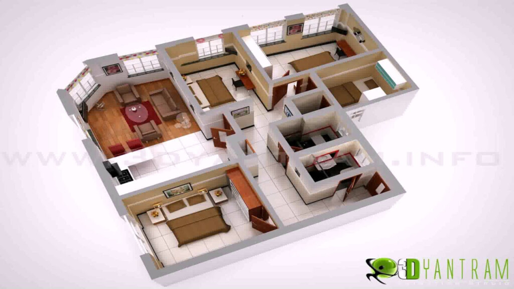 Low Budget Modern 3 Bedroom House Design Floor Plan 3d Gif Maker  - Low Budget Modern 3 Bedroom House Design Floor Plan 3d