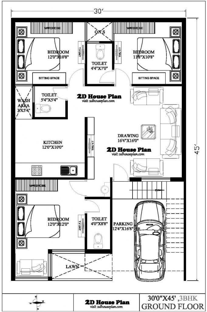 Low Budget Modern 3 Bedroom House Design - Low Budget Modern 3 Bedroom House Design Floor Plan 3d