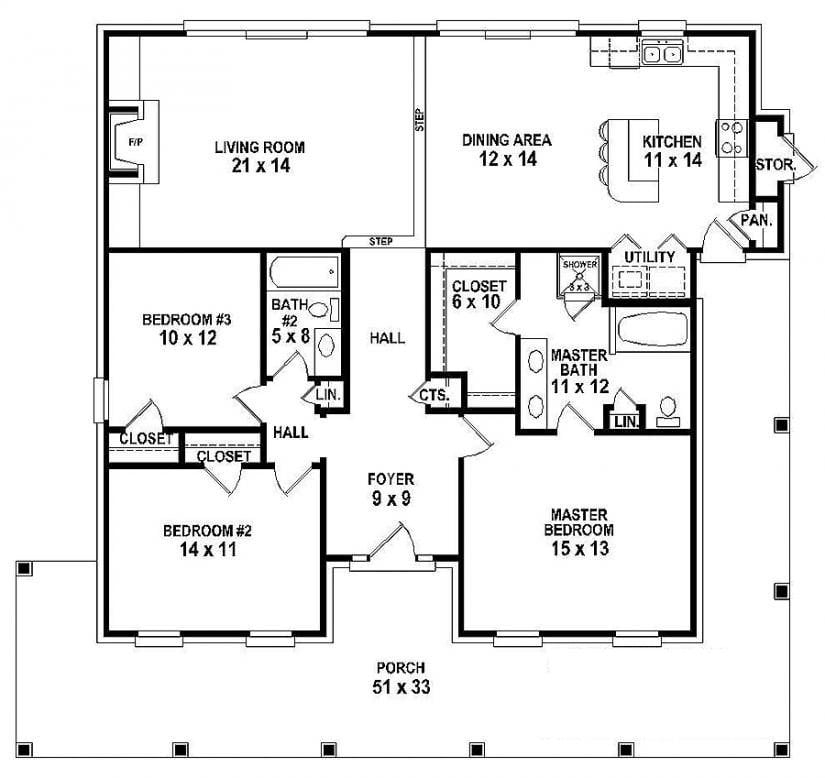 Luxury One Story House Plans With 3 Bedrooms New Home Plans Design - 1 Storey House Floor Plans With 3 Bedrooms