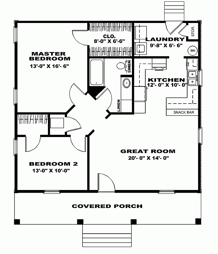 Luxury Two Bedroom Two Bath House Plans 6 View - Two Bedroom Two Bath House Floor Plans