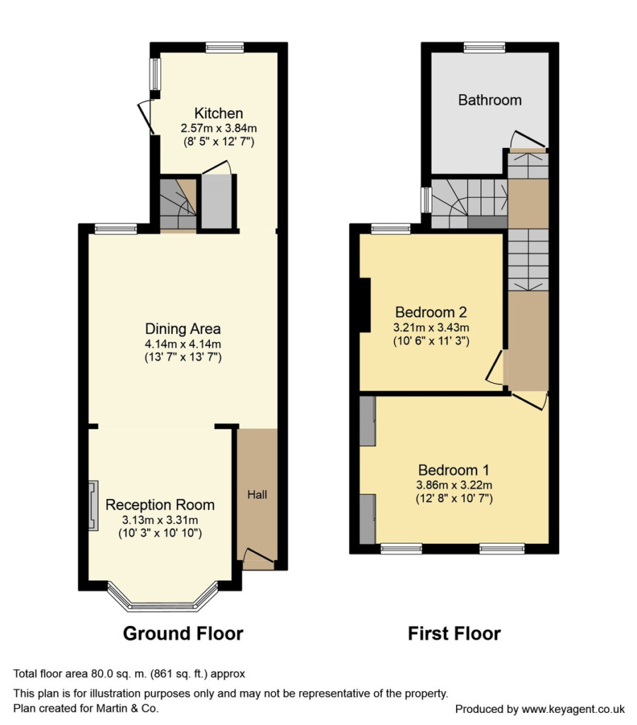 Martin Co Crystal Palace 2 Bedroom Terraced House Let In Stembridge  - 2 Bedroom House Floor Plans Uk