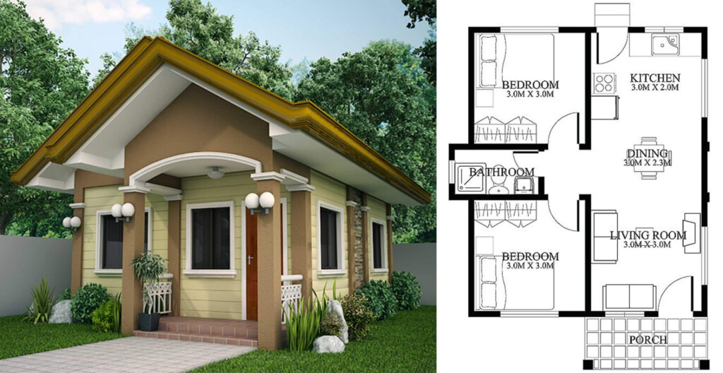 Minimalist Two Bedroom House Design Plan Engineering Discoveries - Floor Plan For 2 Bedroom 2 Bath House