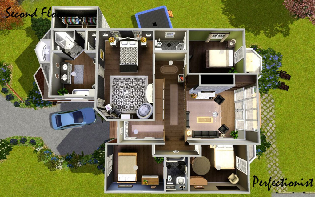 Mod The Sims 5 Bedroom European Style House TS3 Remake No CC - 5 Bedroom Sims House Floor Plans