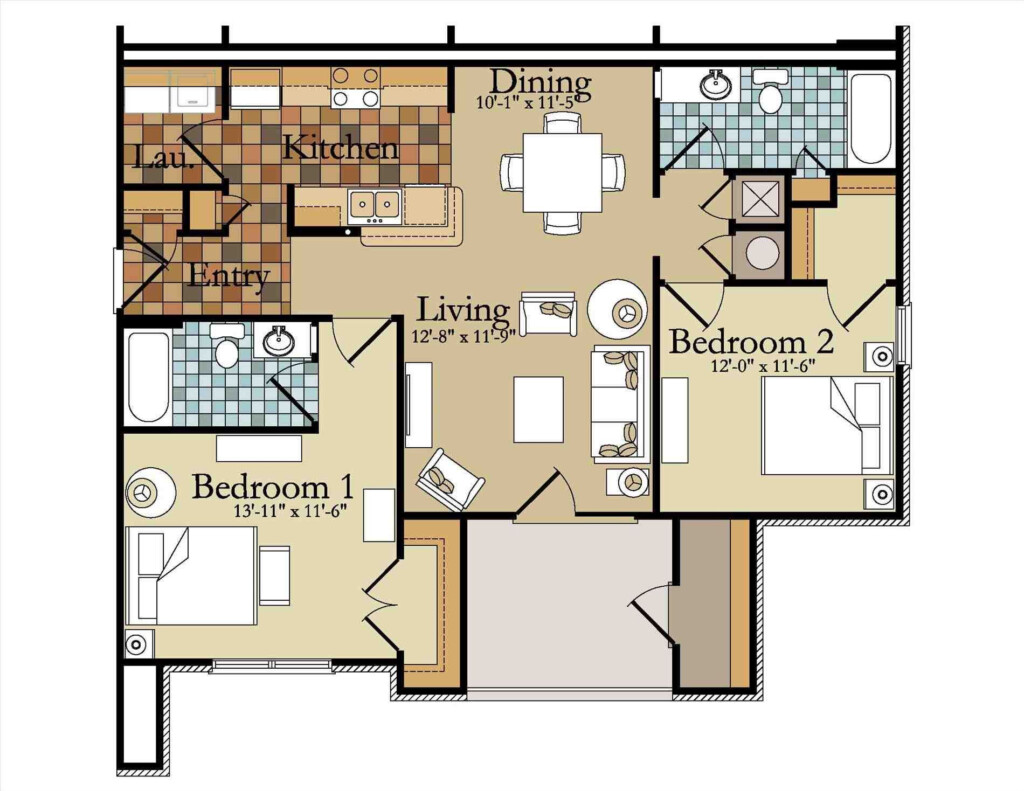 Modern 2 Bedroom Apartment Floor Plans Organicism - Two Bedroom House Apartment Floor Plans