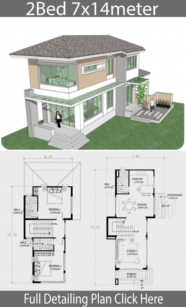 Modern 2 Story House Design With Floor Plan Eustolia Gaskins - One Bedroom Two Story House Floor Plan With Bedroom Upstairs