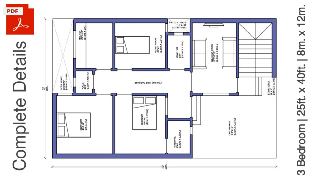 Modern 3 Bedroom House Design With Floor Plan - Modern 3 Bedroom House Floor Plans