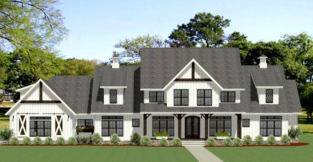 Modern farmhouse House Plan 6 Bedrooms 5 Bath 4991 Sq Ft Plan 90 169 - Floor Plans For A Six Bedroom House