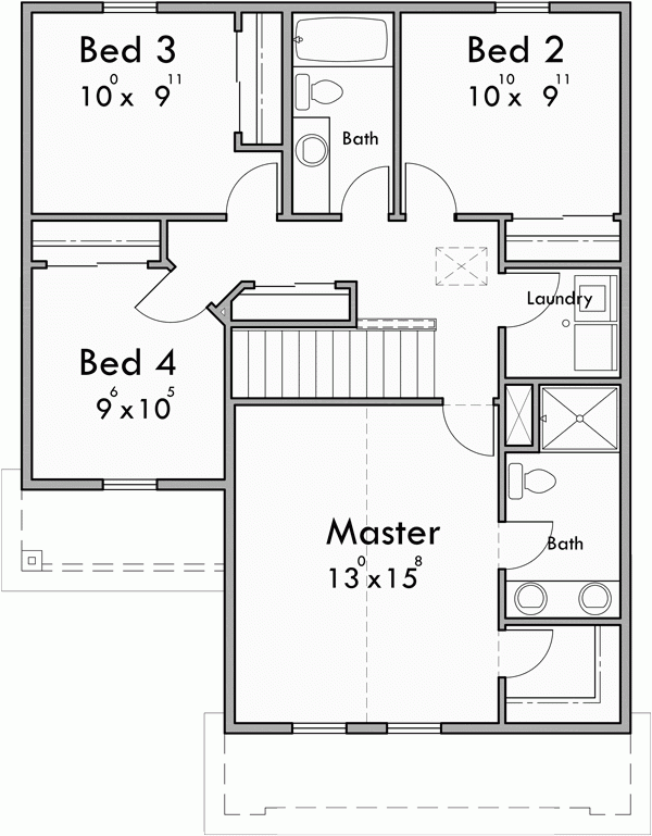 Narrow 5 Bedroom House Plan With Two Car Garage And Basement 1019 5  - 5 Bedroom House Floor Plans Usa