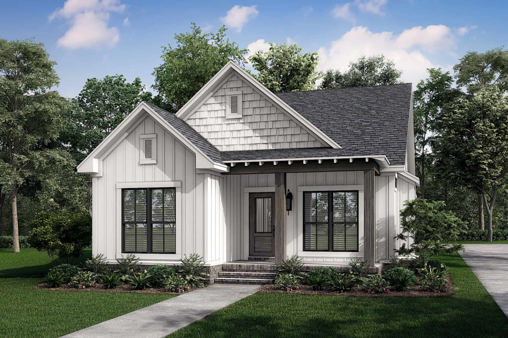 Narrow Craftsman House Plan With Front Porch 3 Bedroom - Open Floor Plans Three Bedroom Craftsman House Plans